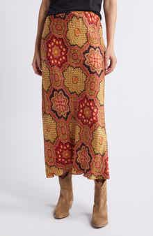 THE GREAT. The Seabank Patchwork Print Midi Skirt