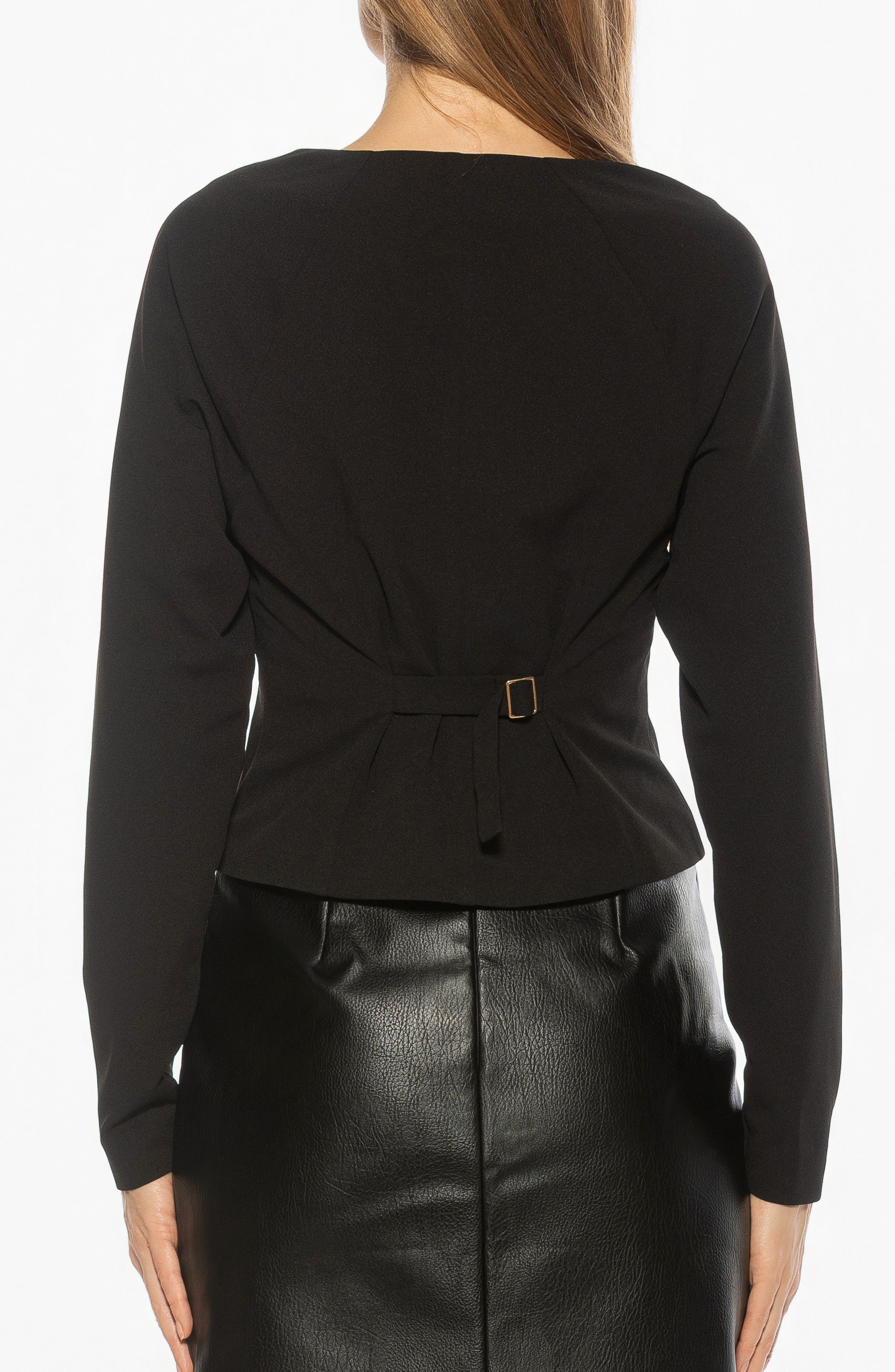 Delyra Back Belt Front Button Crop Top - image 2