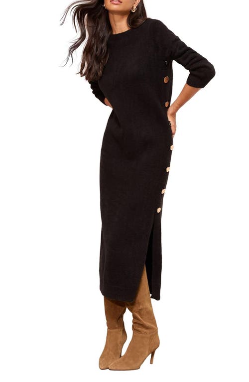 Friends Like These Side Button Long Sleeve Sweater Dress In Black