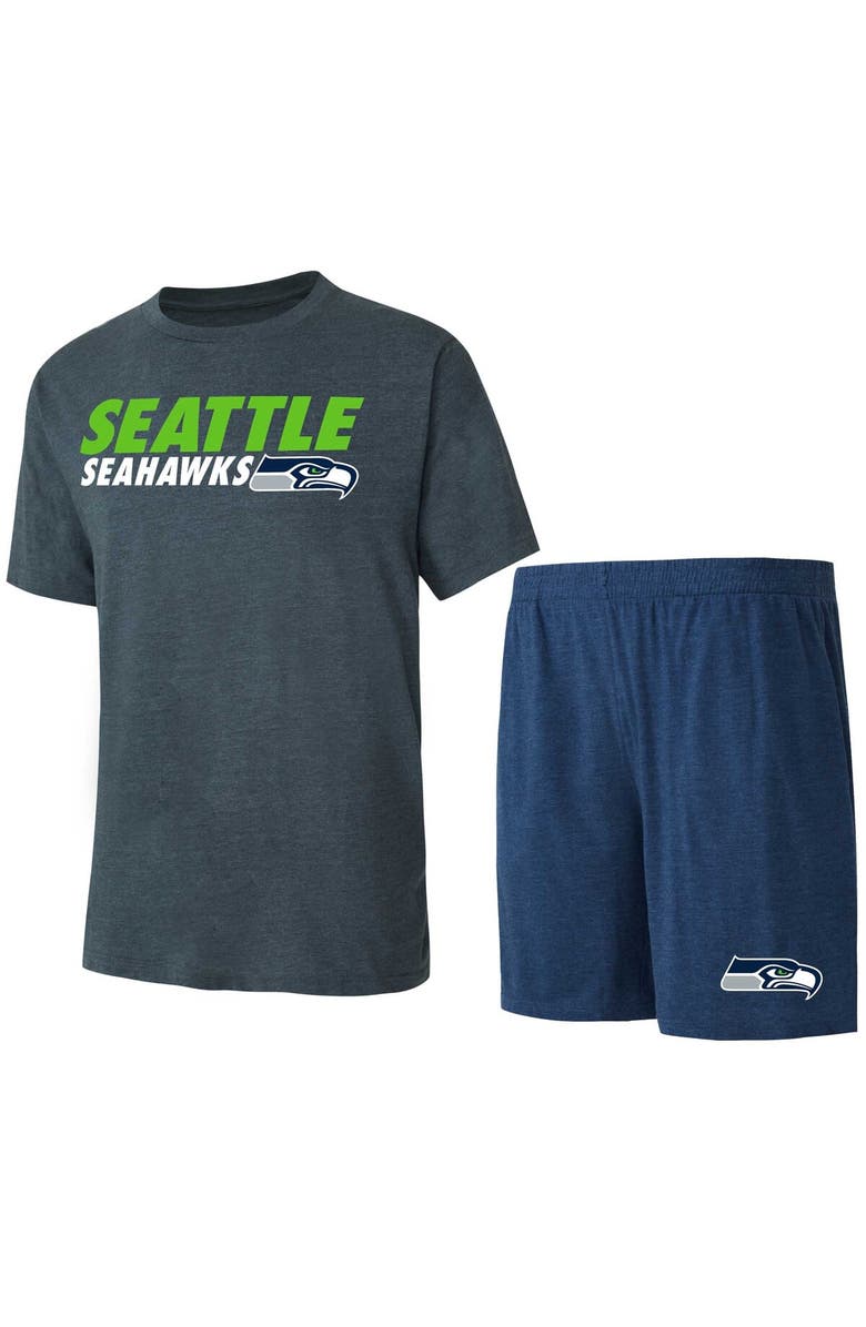 CONCEPTS SPORT Men's Concepts Sport Navy/Charcoal Seattle Seahawks Meter T-Shirt & Shorts Sleep Set, Main, color, 