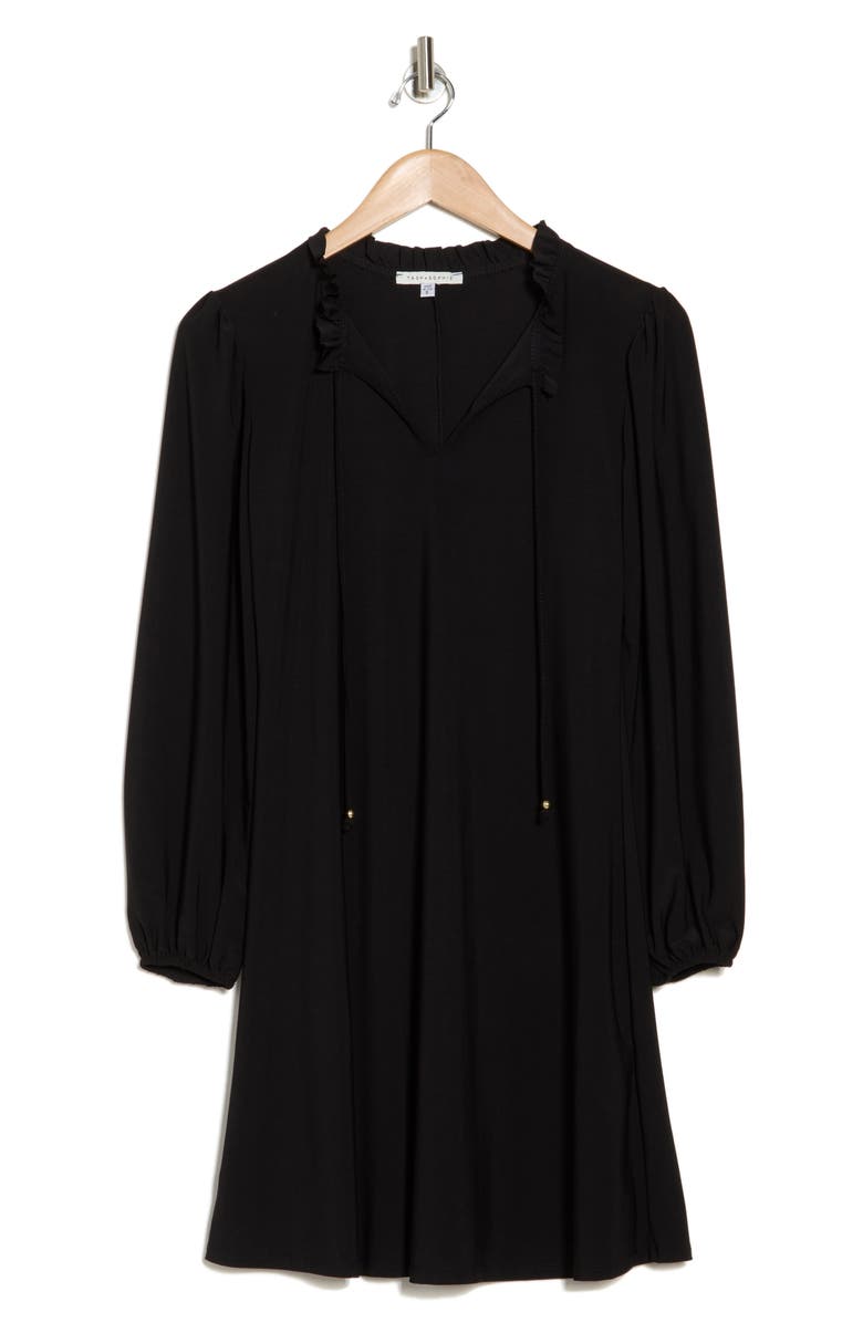 TASH AND SOPHIE Balloon Sleeve Neck Tie Dress, Alternate, color, Black/ Gold