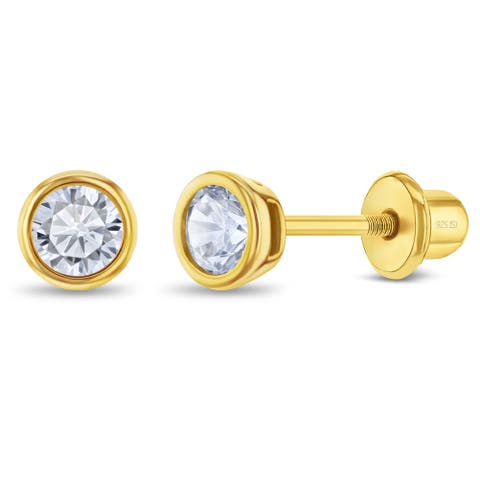 Bezel Cubic Zirconia Earrings