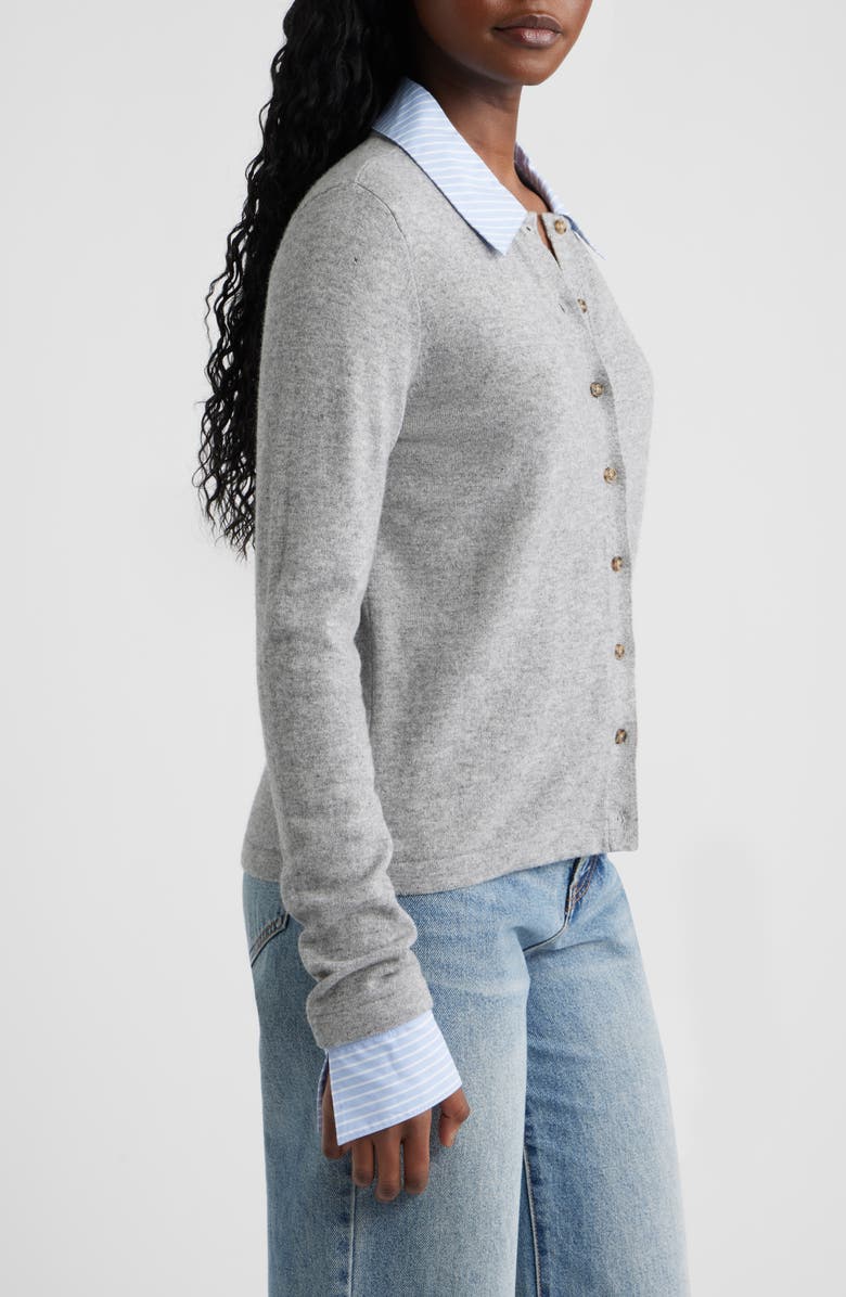 Rails Eryn Merino Wool & Cashmere Cardigan with Removable Cuffs & Collar, Alternate, color, Heather Grey Poplin Mix