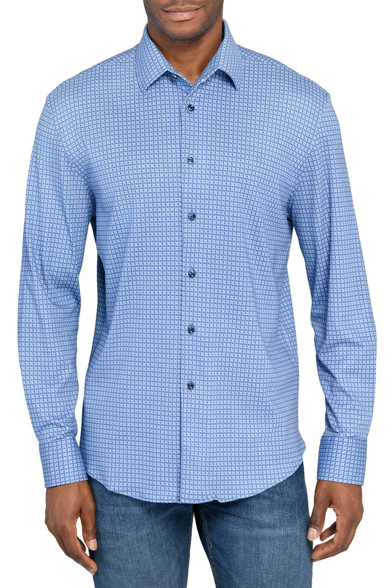 Mosaic Print Knit Long Sleeve Basic, Main, color, LIGHT BLUE/NAVY