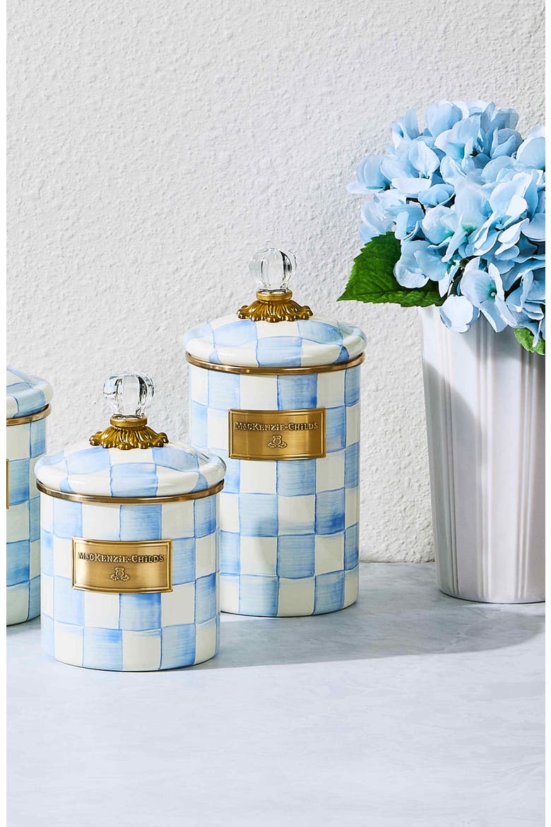 Sky Check Large Enameled Steel Canister, Alternate, color, SKY CHECK