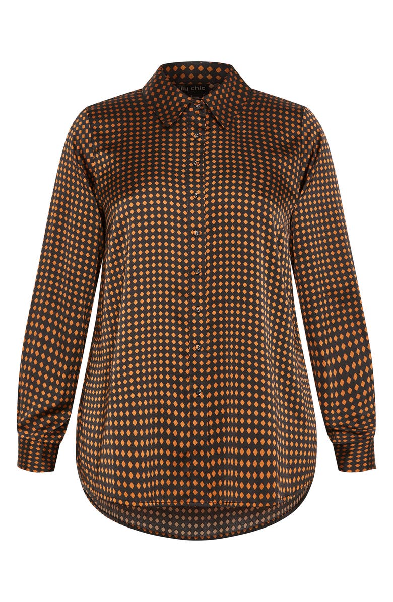 City Chic Mara Print Satin Shirt, Alternate, color,