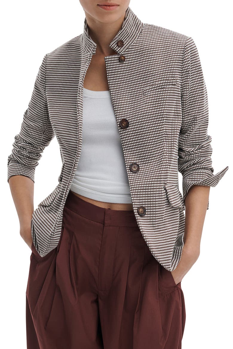 Slade Grid Print Cotton Blend Blazer, Main, color, BROWN GRID