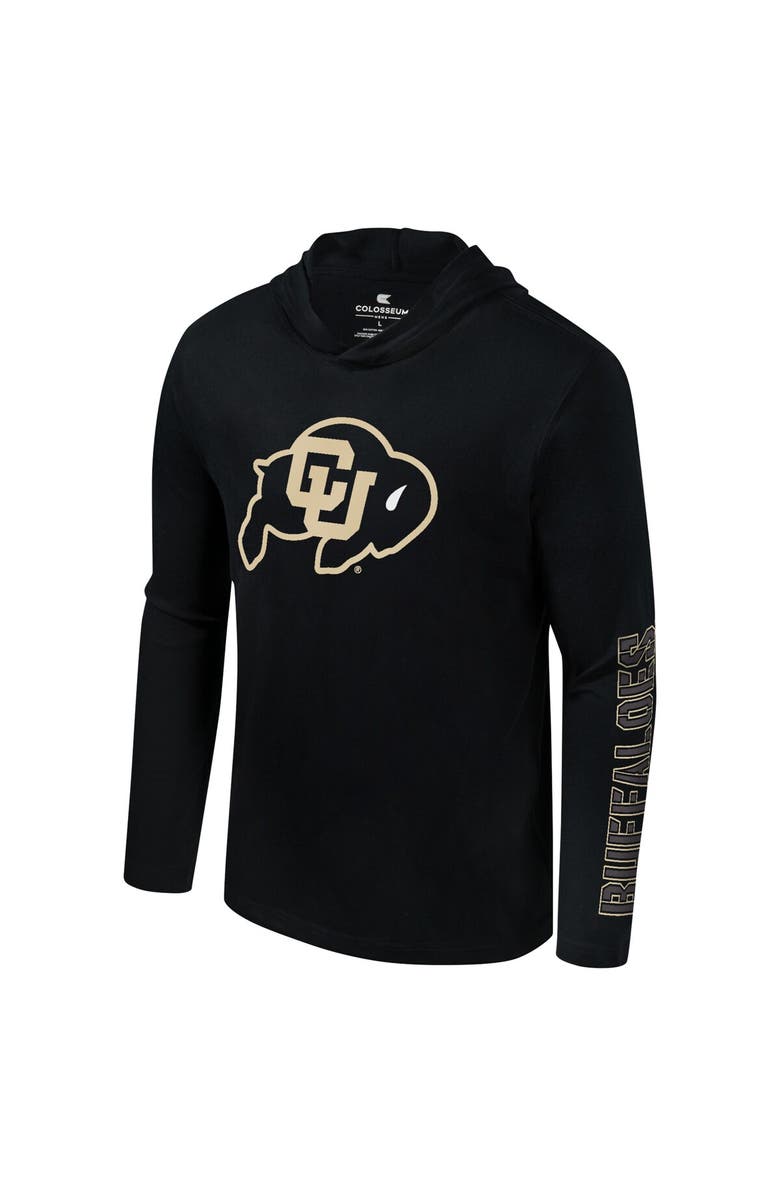 COLOSSEUM Men's Colosseum Black Colorado Buffaloes Color Pop Active Blend 2-Hit Long Sleeve Hooded T-Shirt, Alternate, color, Black