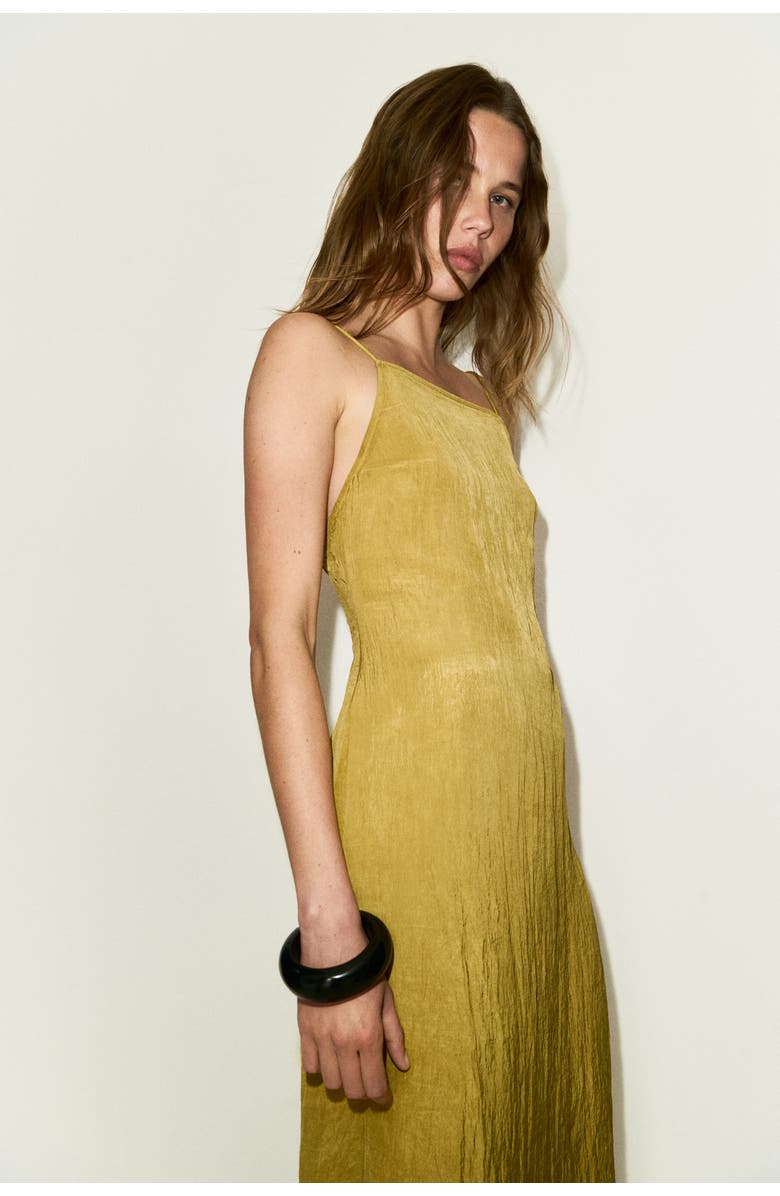 H&M Low-back Crêpe Dress, Alternate, color, Olive Green