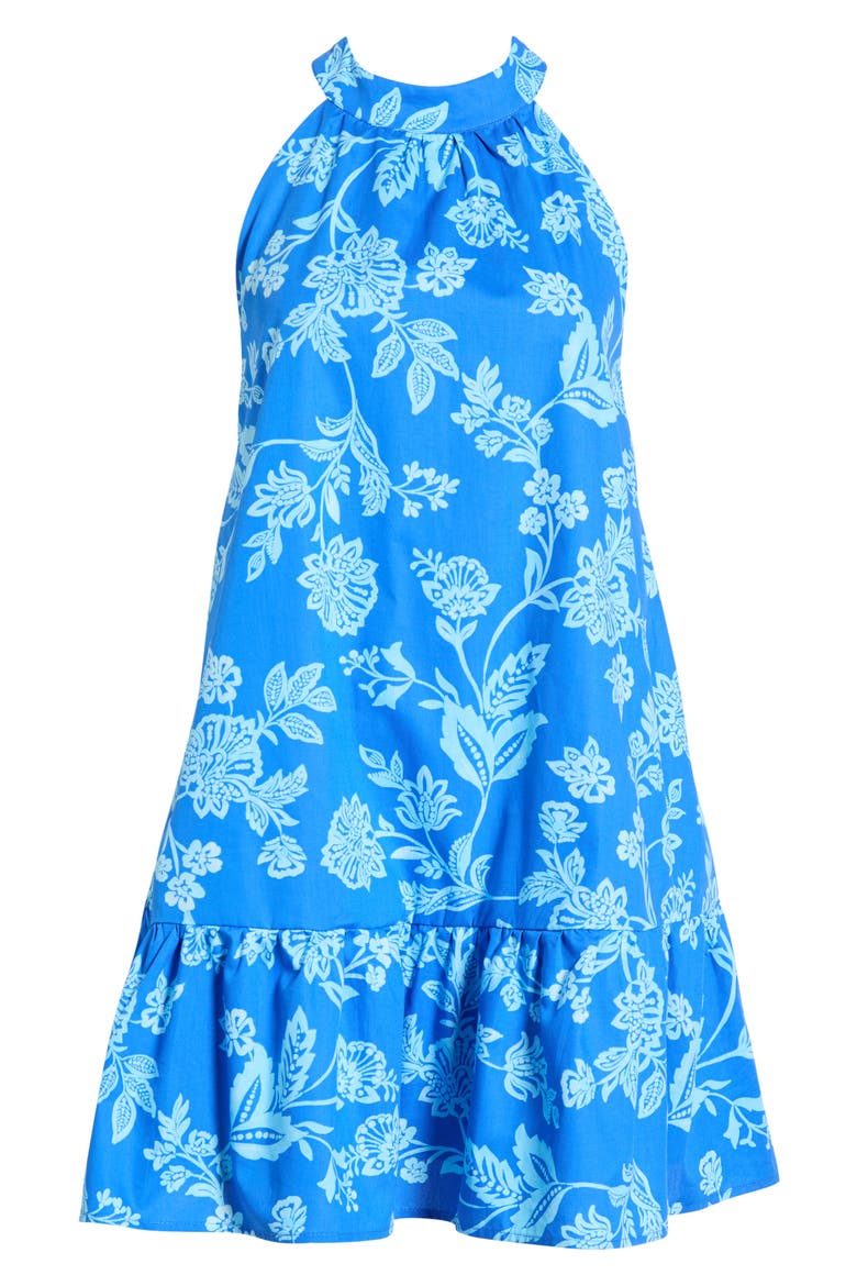 Della Floral Print Ruffle Hem Sleeveless Minidress, Alternate, color, BLUES