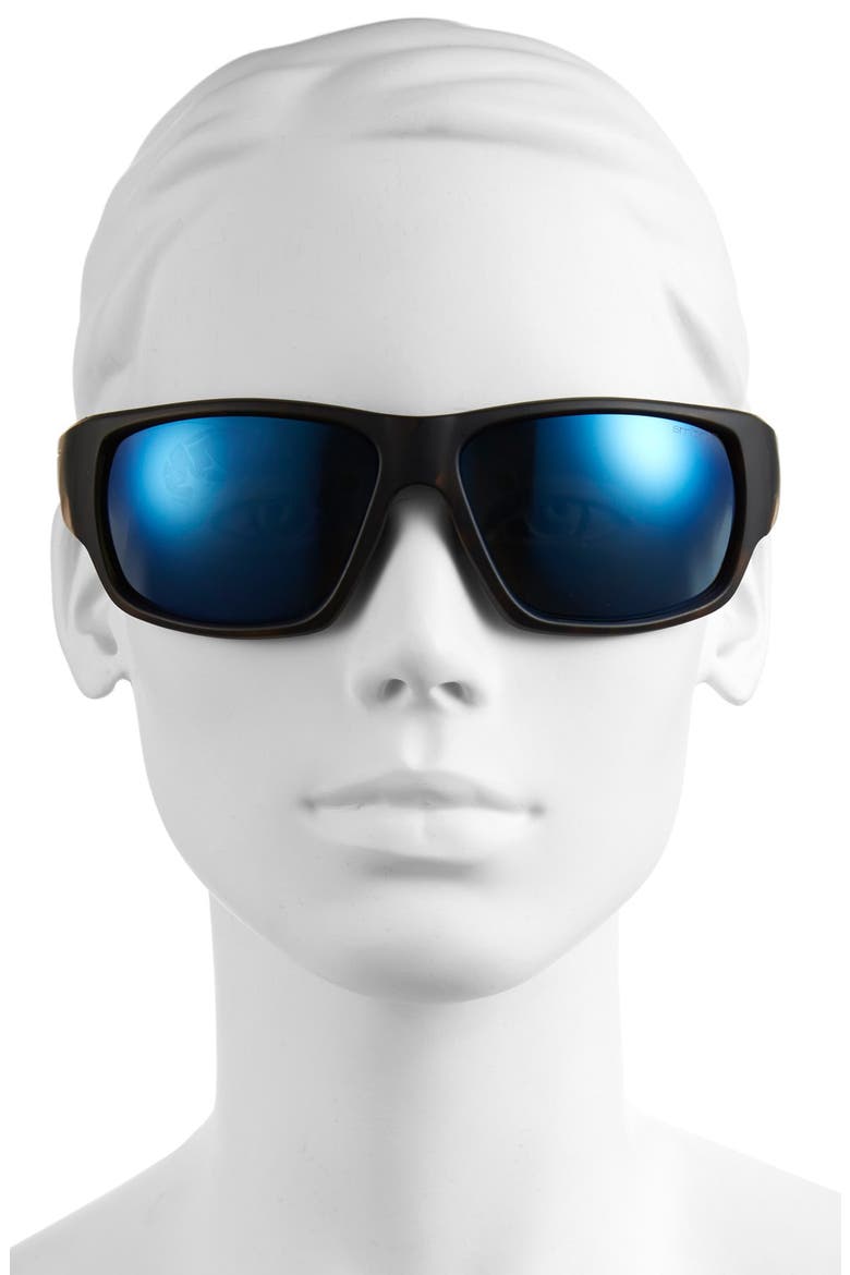 'Dragstrip' 64mm Polarized Sunglasses, Alternate, color, TORTOISE/ POLAR BLUE MIRROR