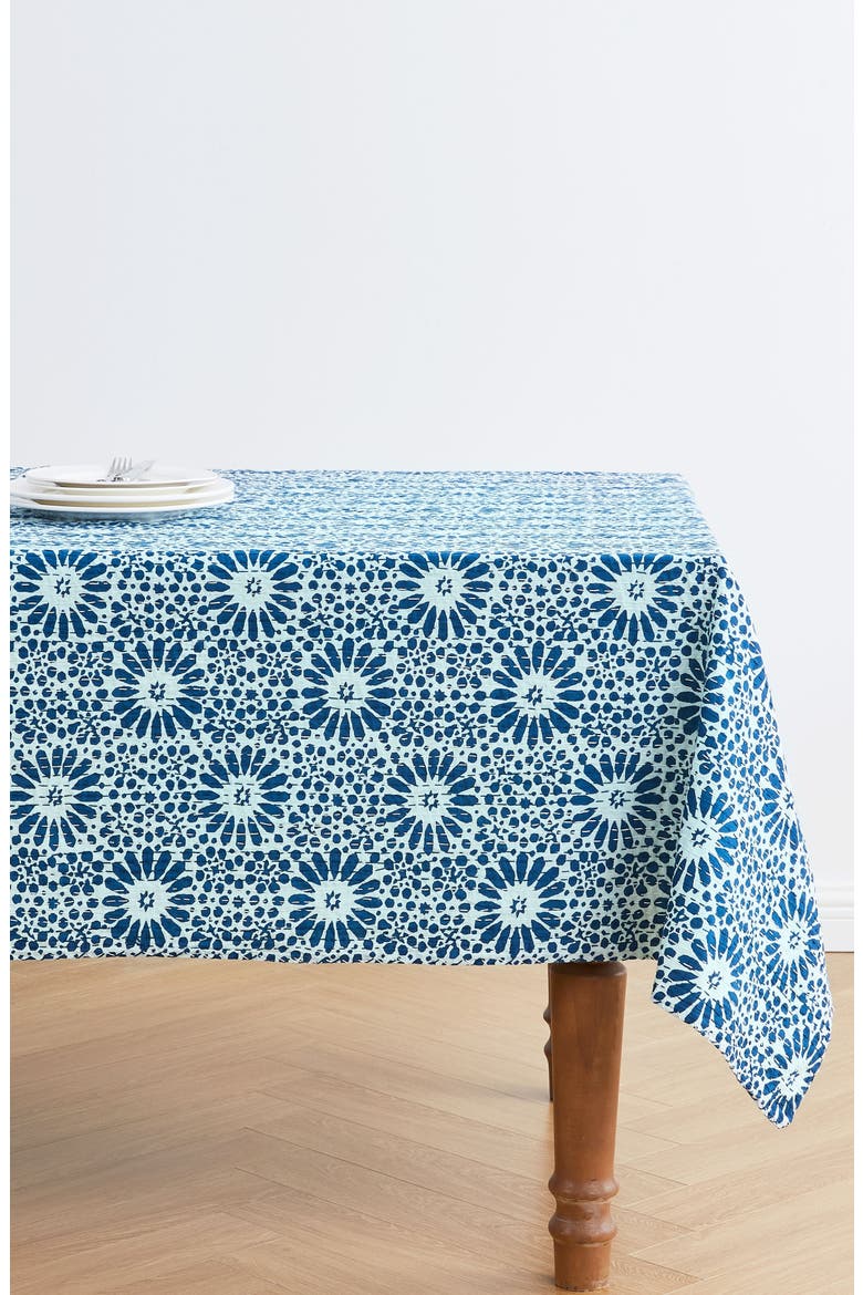 Flower Burst Kantha Cotton Throw Blanket, Alternate, color, INDIGO