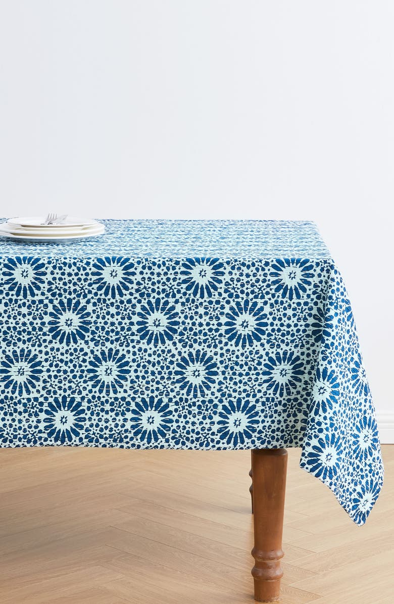 MELANGE HOME Flower Burst Kantha Cotton Throw Blanket, Alternate, color, Indigo