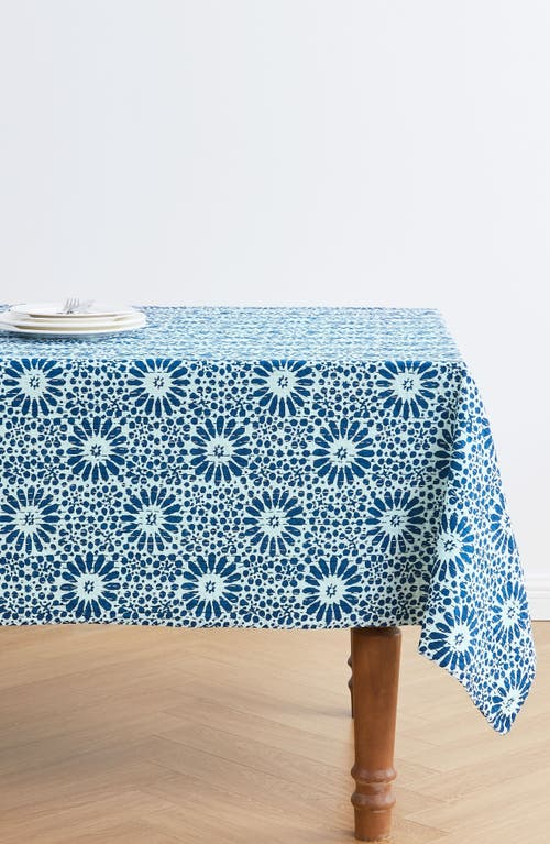 Melange Home Flower Burst Kantha Cotton Throw Blanket In Indigo