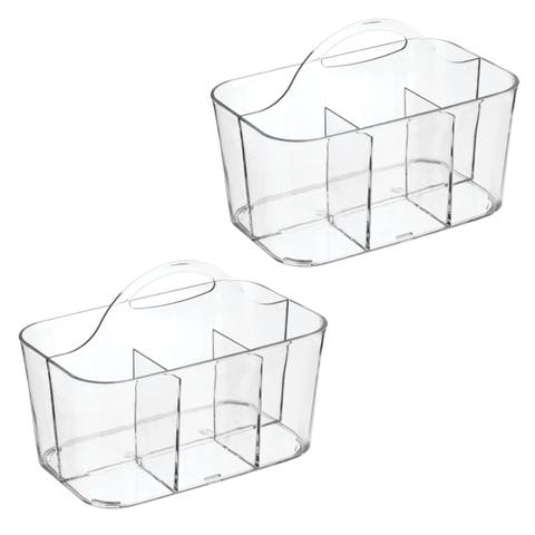 miDesign Small Plastic Divided Cosmetic Storage Organizer Caddy, 2 Pack