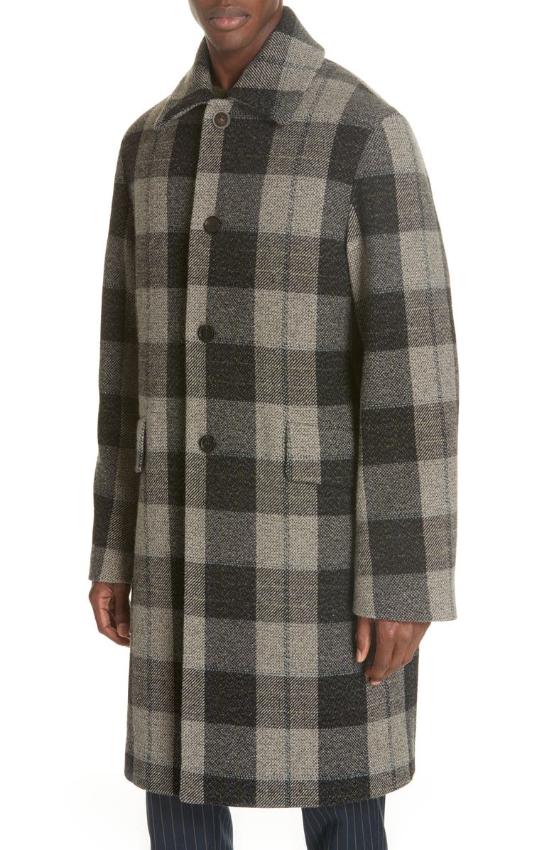 Acne Studios Check Wool Overcoat, Alternate, color,