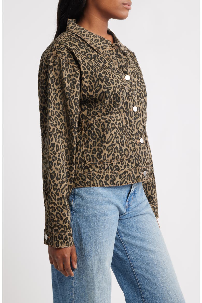 Leopard Print Denim Trucker Jacket, Alternate, color, LEOPARD