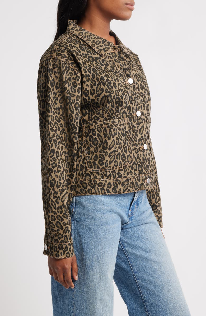 PTCL Leopard Print Denim Trucker Jacket, Alternate, color, Leopard