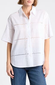 rag & bone Ella Eyelet Short Sleeve Button-Up Shirt