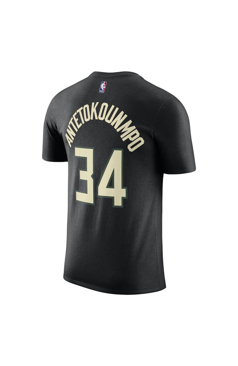 Jordan Brand Men's Jordan Brand Giannis Antetokounmpo Black Milwaukee Bucks 2022/23 Statement Edition Name & Number T-Shirt, Alternate, color, Black