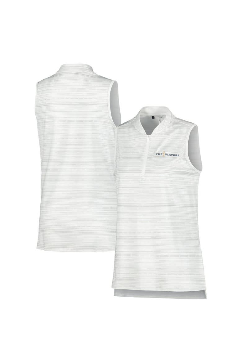 Women's adidas White THE PLAYERS Ultimate365 Stripe Sleeveless Quarter-Zip Polo, Main, color, White
