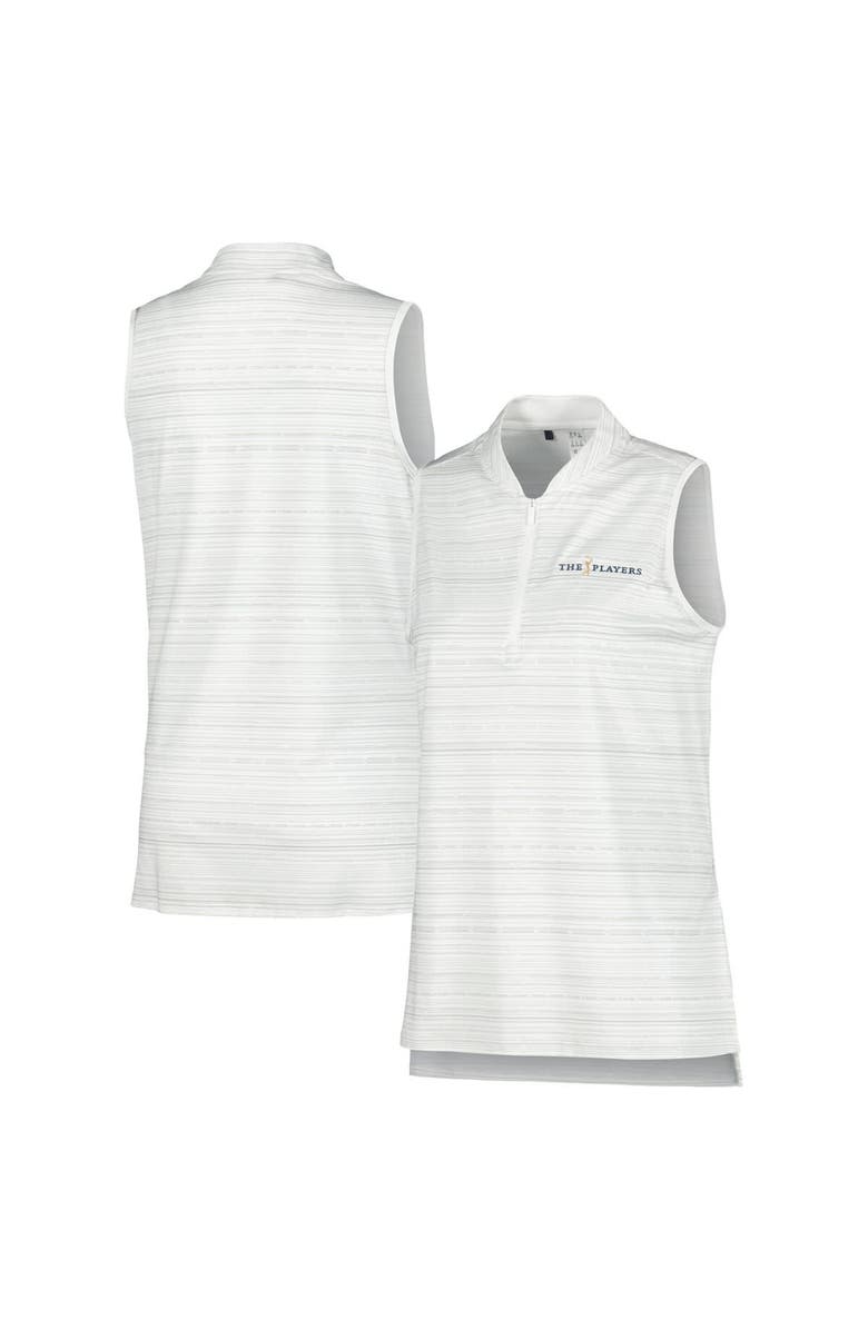 adidas Women's adidas White THE PLAYERS Ultimate365 Stripe Sleeveless Quarter-Zip Polo, Main, color, White