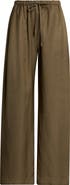 LESET Daniel Wide Leg Linen Blend Drawstring Pants