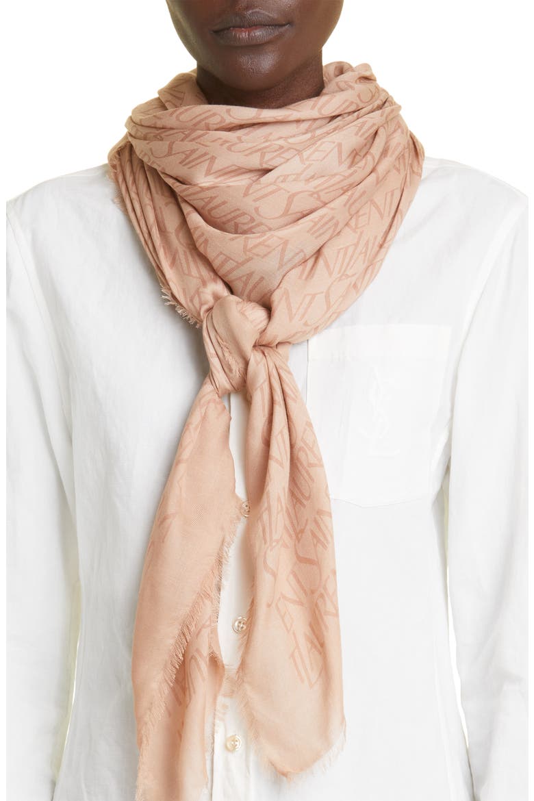 Grand Carre Modal & Cashmere Scarf, Alternate, color, BEIGE/ LIGHT BROWN