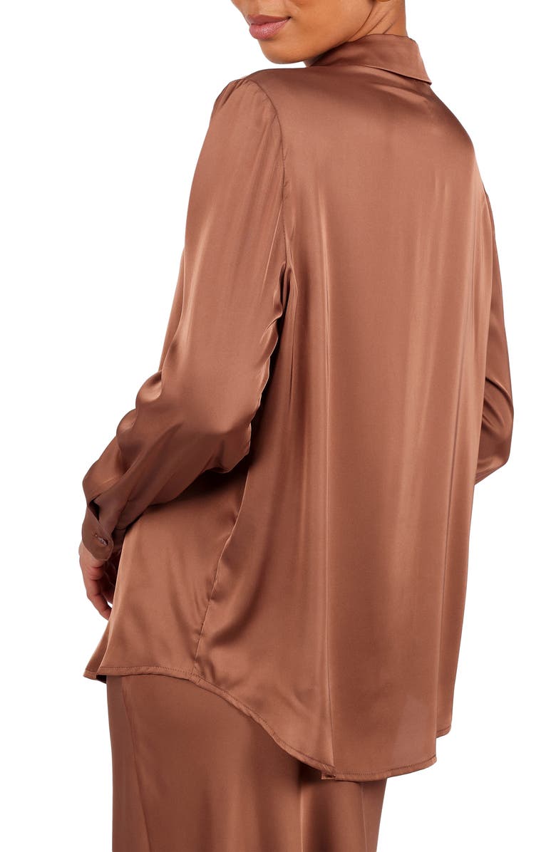 Petal 
Pup Narissa Satin Button-Up Shirt, Alternate, color, Banksia Brown