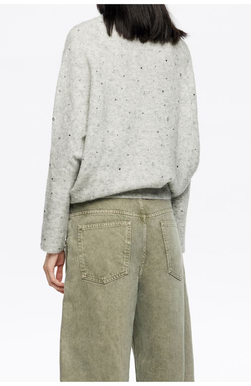Bimba Y Lola Rhinestone Wool Batwing Sleeve Sweater In Gray