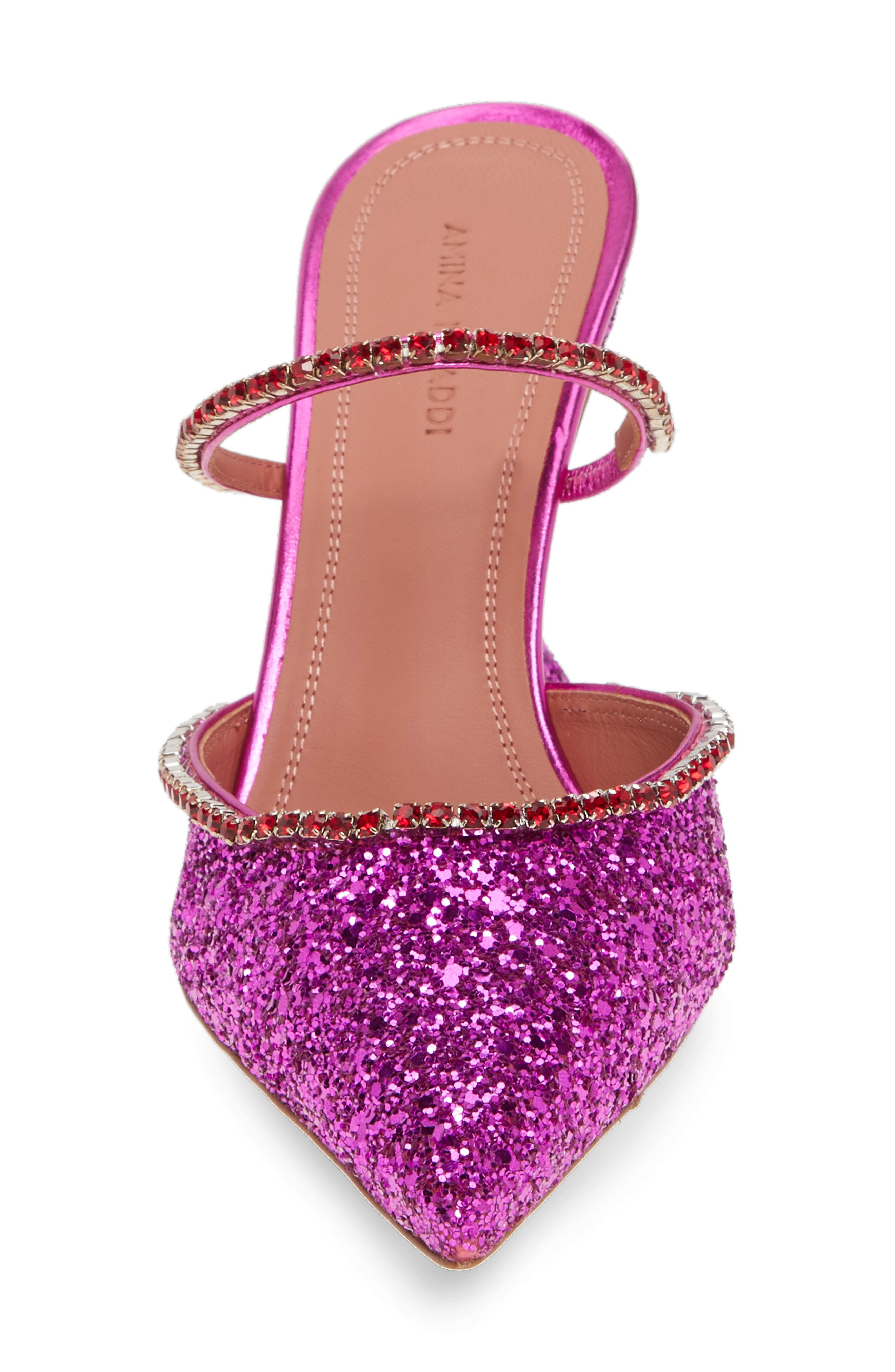 Amina Muaddi Gilda Glitter Pointed Toe Mule, Alternate, color, 