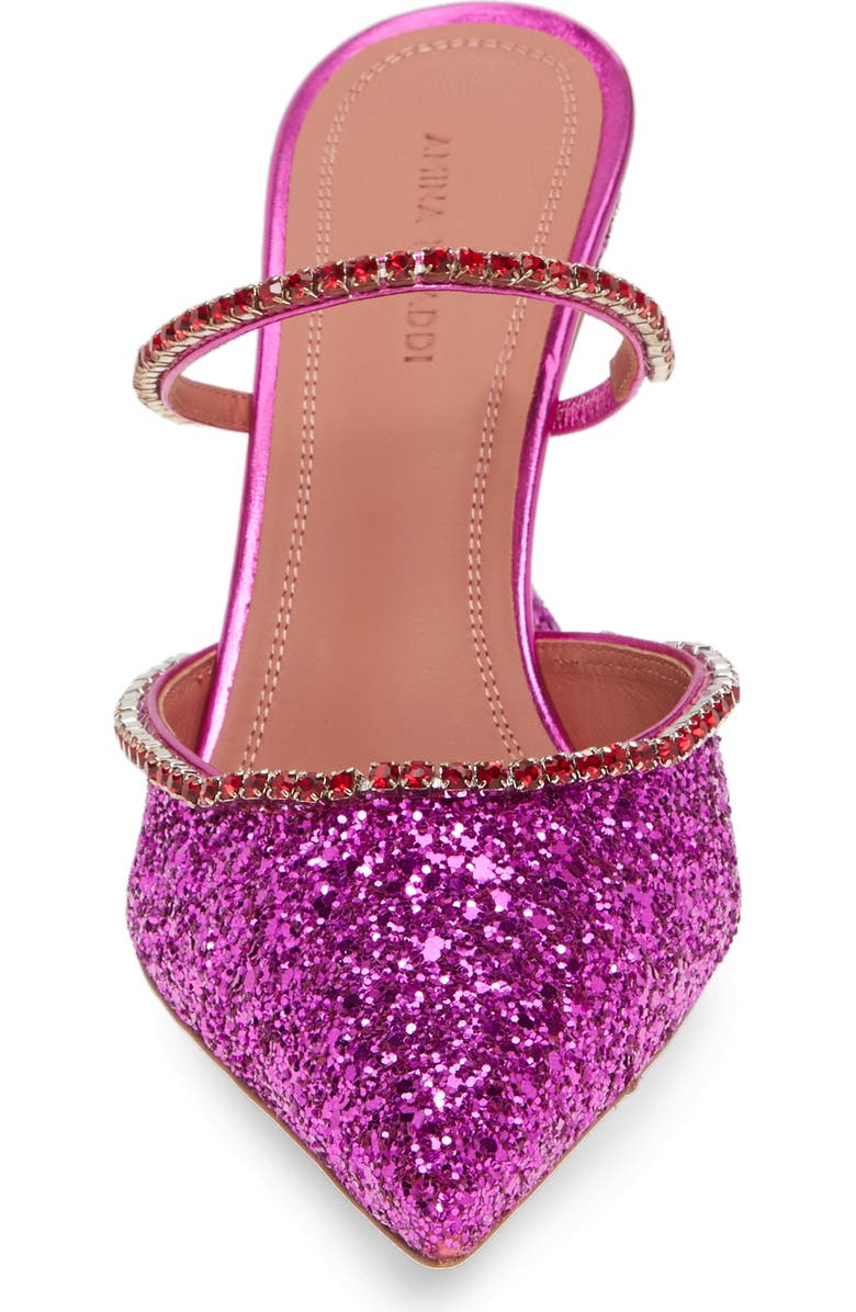 Amina Muaddi Gilda Glitter Pointed Toe Mule, Alternate, color,