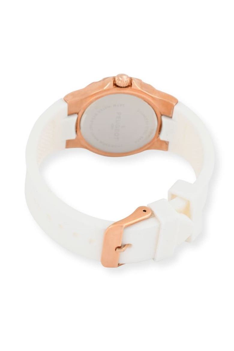 Summer Crystal Bezel Silicone Rubber Watch- 38MM, Alternate, color, White