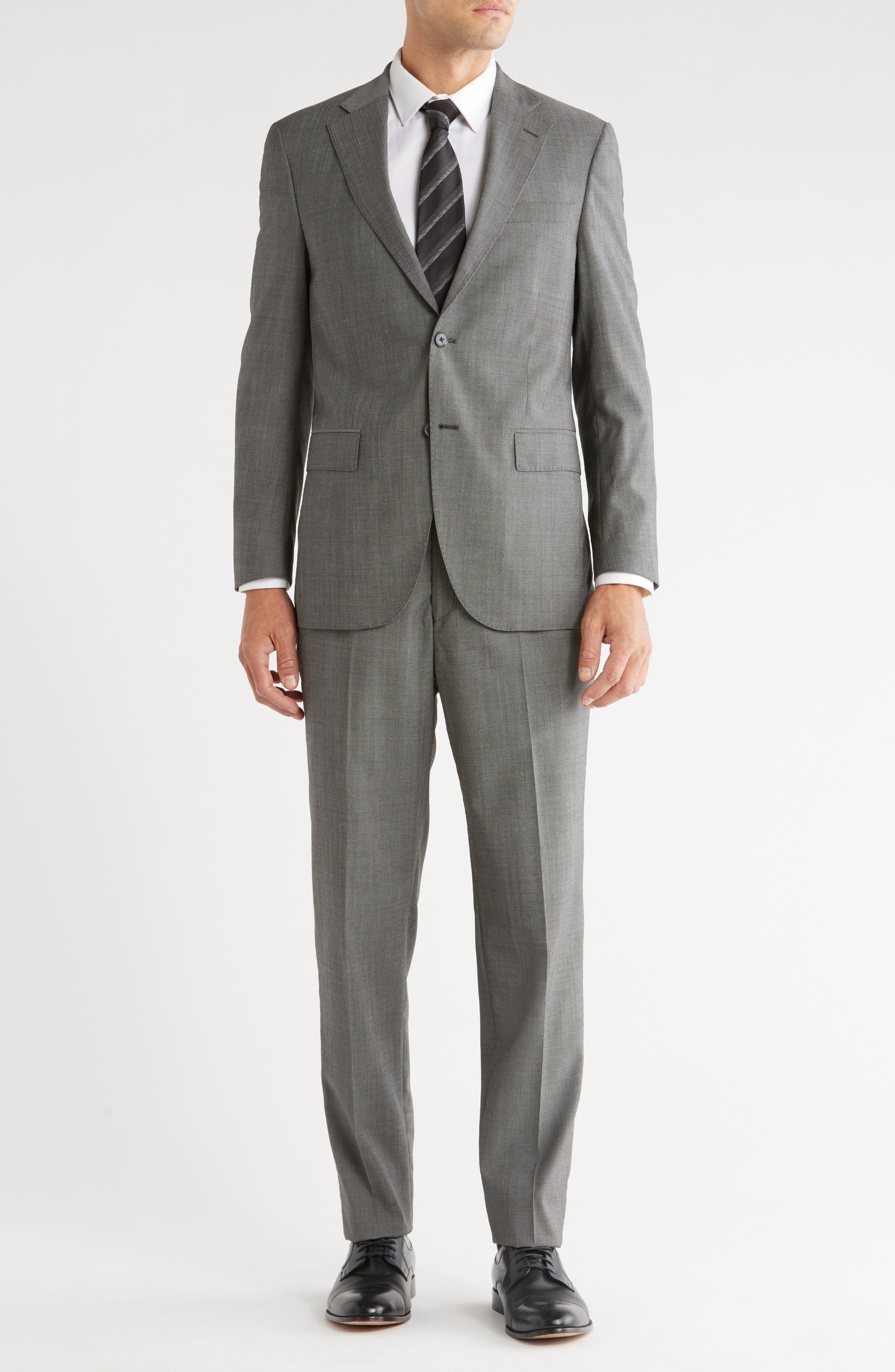 Peter Millar Grey Crosshatch Notch Lapel Wool Suit