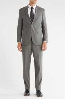 Peter Millar Grey Crosshatch Notch Lapel Wool Suit