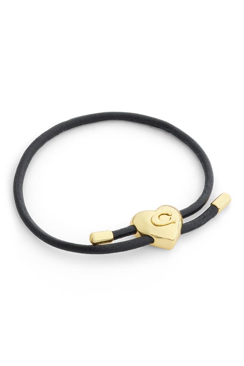Heart Leather Slider Bracelet, Alternate, color, BLACK