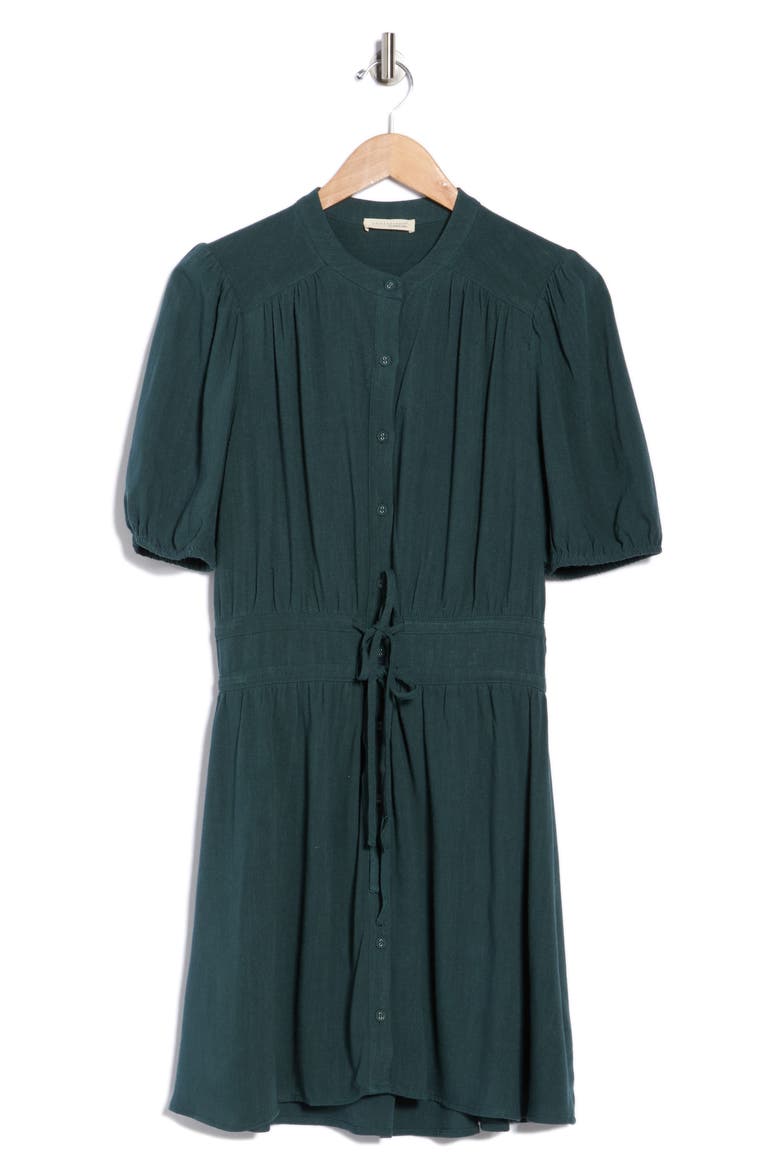 Puff Sleeve Button-Up Minidress, Alternate, color, DUSTY TEAL