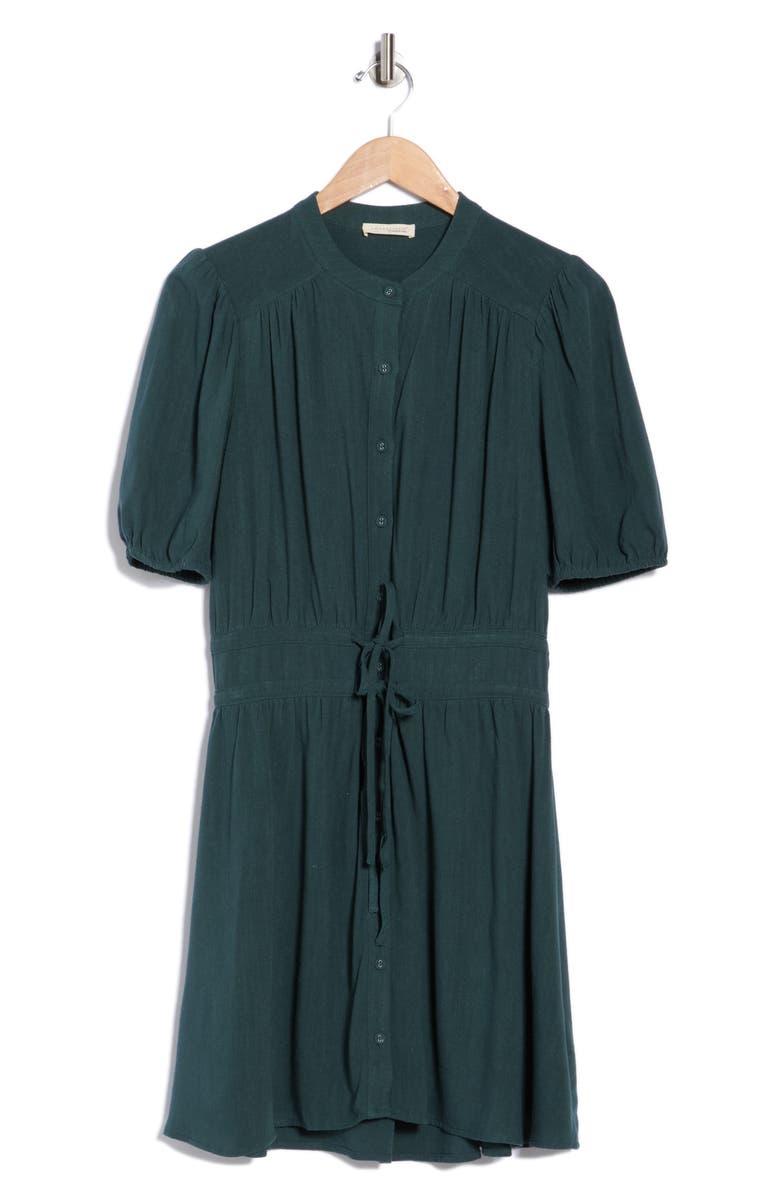 Lovestitch Puff Sleeve Button-Up Minidress, Alternate, color, Dusty Teal