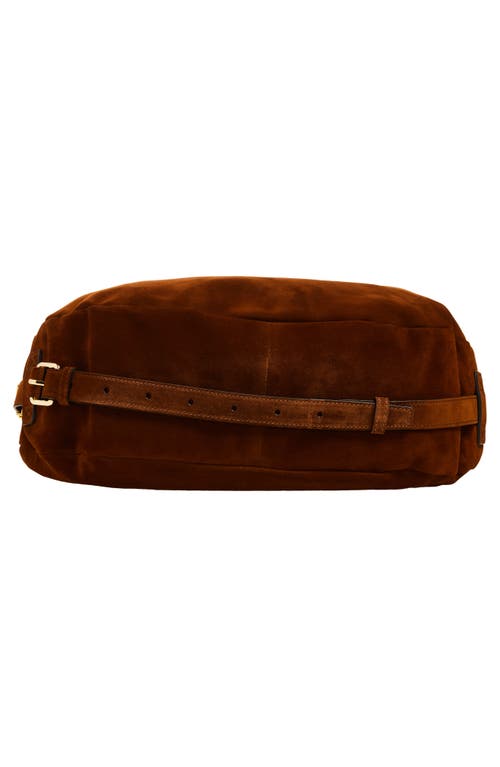 Moschino Handle Me Suede Hobo Bag In Brown