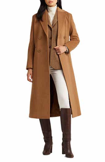 Double Breasted Wool Blend Reefer Coat