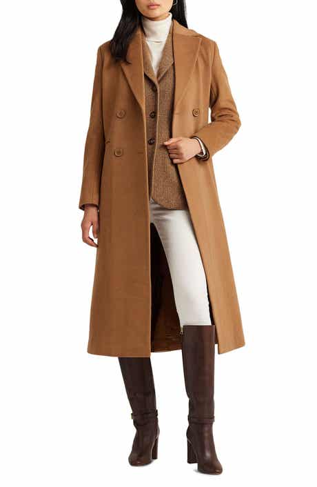 Double Breasted Wool Blend Reefer Coat