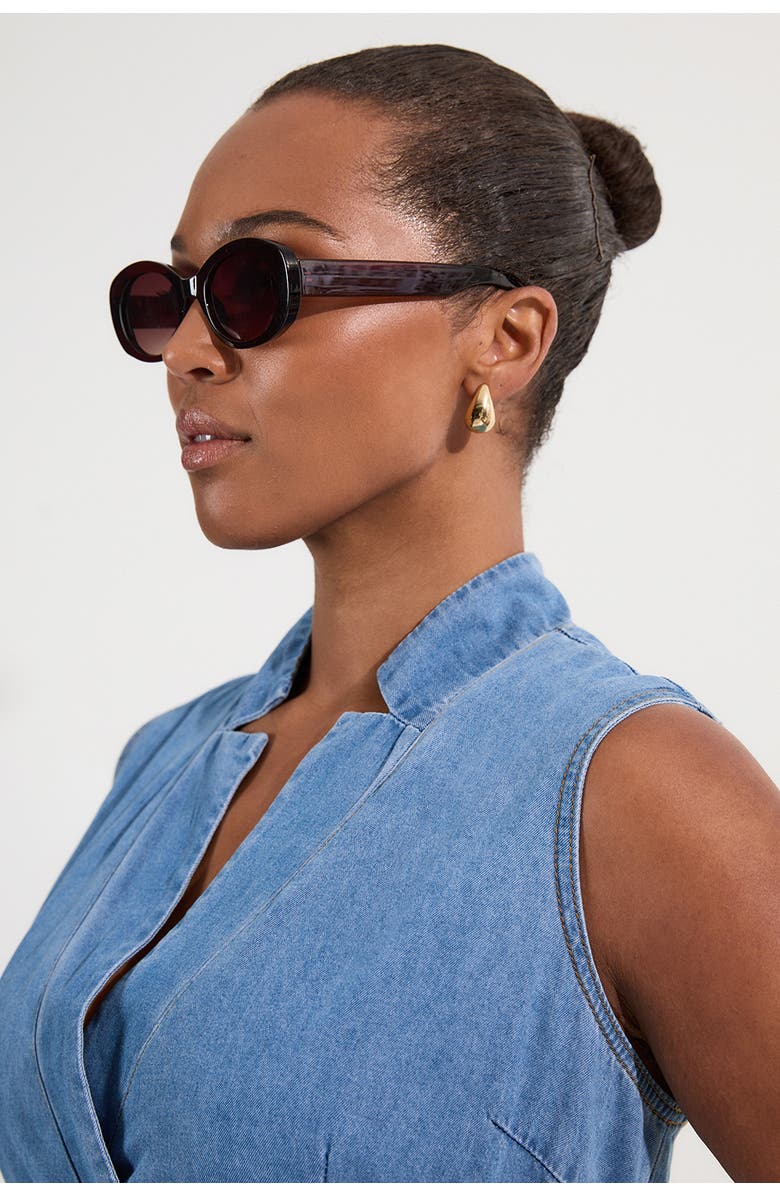 Karen Millen Belted Denim Midi Dress, Alternate, color, Mid Blue