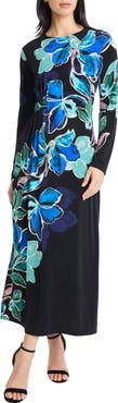 Maggy London Floral Long Sleeve Midi Dress