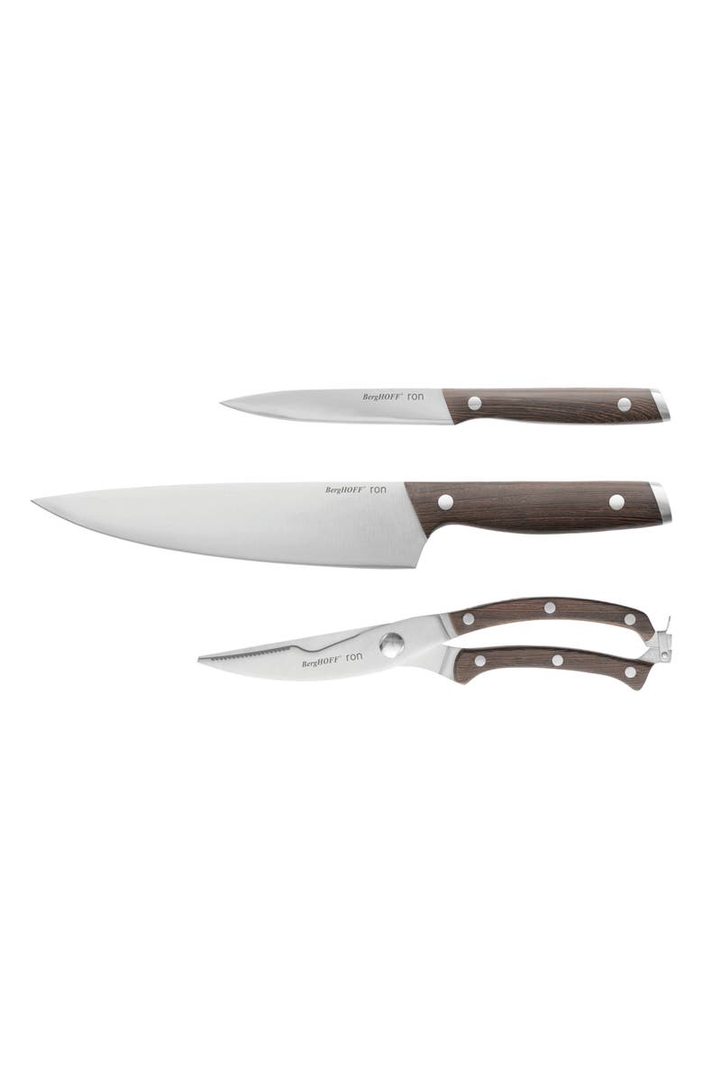 BergHOFF Black Ron 3-Piece Knife Set, Alternate, color, Natural