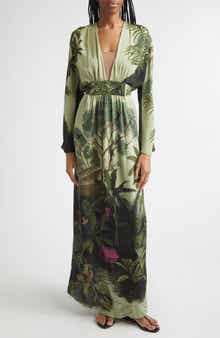 Rodeo Rhythms Long Sleeve Silk Maxi Dress