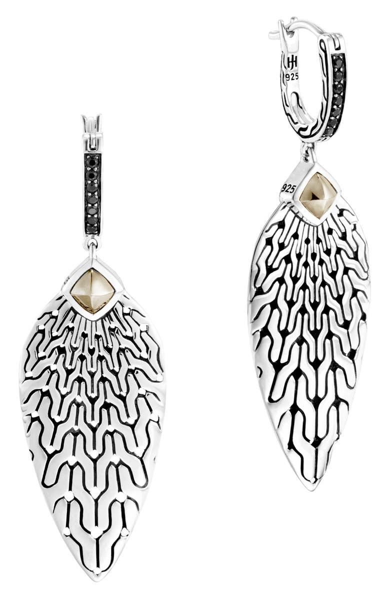 John Hardy Classic Chain Radial Black Sapphire Drop Earrings, Main, color, 