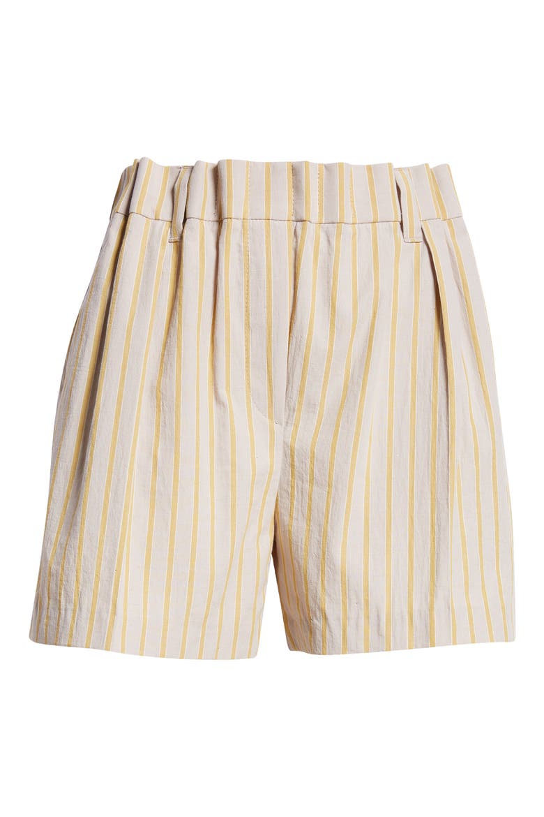 Stripe Cotton Blend Bermuda Shorts, Alternate, color, C003 BEIGE/ YELLOW