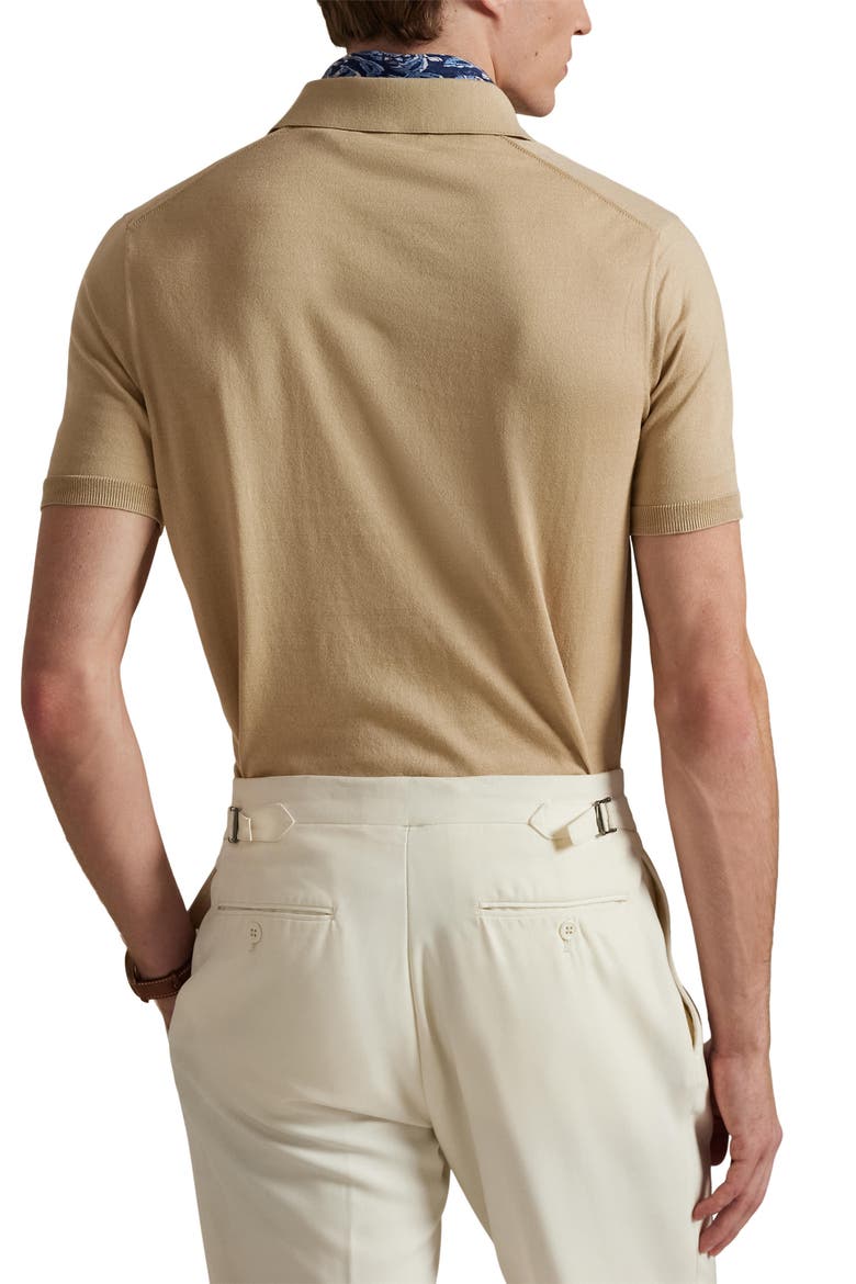 Short Sleeve Cotton Polo Sweater, Alternate, color, CLASSIC TAN