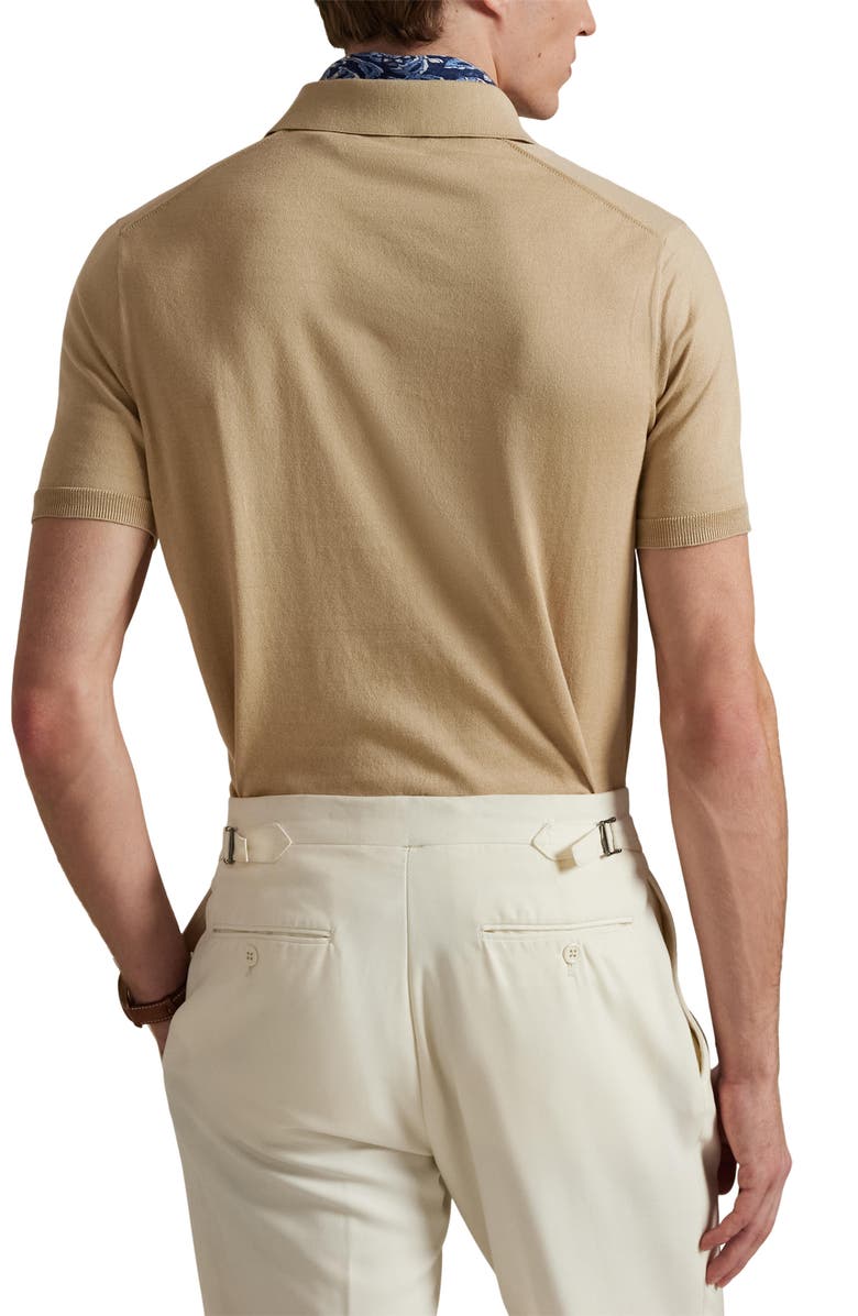 Polo Ralph Lauren Short Sleeve Cotton Polo Sweater, Alternate, color, Classic Tan