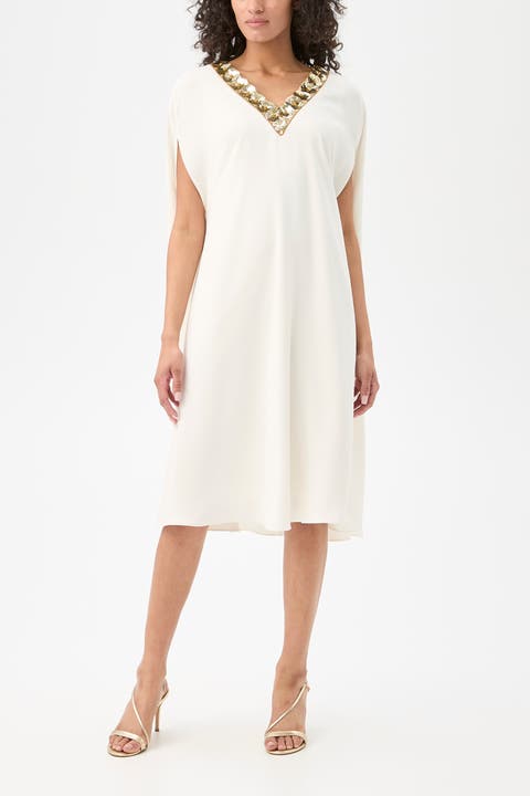 Masquerade 3 Embellished Cape Sleeve Dress